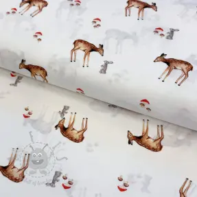 Katoenen stof Doe white digital print