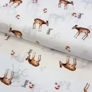 Katoenen stof Doe white digital print