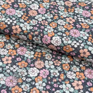 Katoenen stof Flowers navy ORGANIC