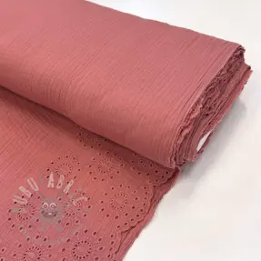 Dubbelgaas/mousseline 1-side border blush