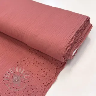 Dubbelgaas/mousseline 1-side border blush