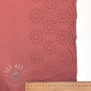 Dubbelgaas/mousseline 1-side border blush
