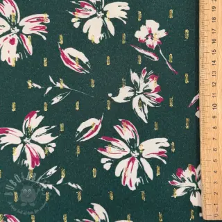Viscose LUREX Flowers dark emerald