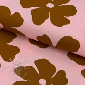 Viscose met linnen Flowers light pink