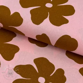 Viscose met linnen Flowers light pink