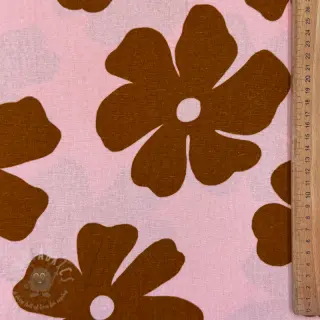 Viscose met linnen Flowers light pink