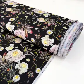 Gala- en damesstoffen MAGNOLIA STRETCH Flowers bouquet black