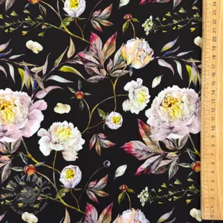 Gala- en damesstoffen MAGNOLIA STRETCH Flowers bouquet black