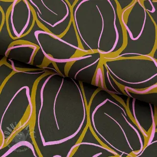 Viscose ROSELLA STRETCH Abstract flow dark green