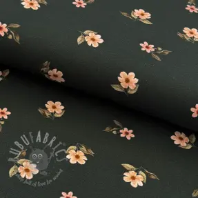 Tricot Flowers army green digital print ORGANIC