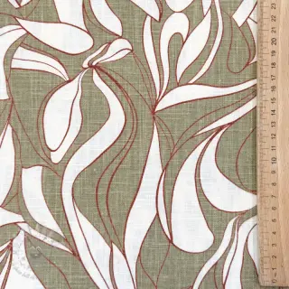 Linnen met katoen WASHED Abstract olive