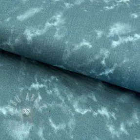 Dubbelgaas/mousseline TIE DYE dark cyan