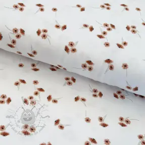 Tricot Watercolour leaves white digital print ORGANIC