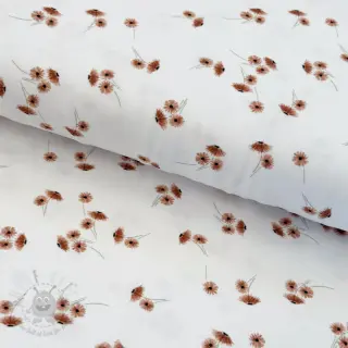 Tricot Watercolour leaves white digital print ORGANIC