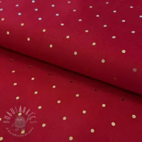 Babyrib cord FOIL GOLD Dot red