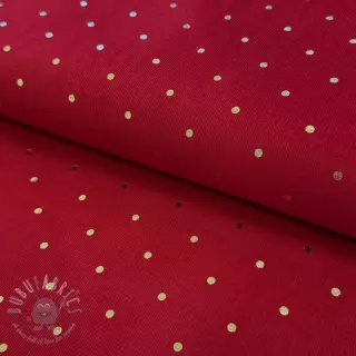 Babyrib cord FOIL GOLD Dot red