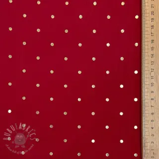 Babyrib cord FOIL GOLD Dot red