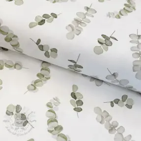 Decoratiestof Eucalyptus white green digital print