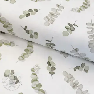 Decoratiestof Eucalyptus white green digital print