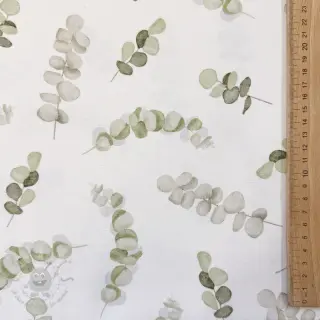 Decoratiestof Eucalyptus white green digital print