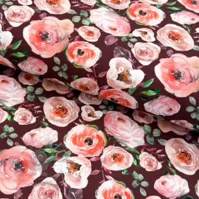 Tricot Roses burgundy digital print