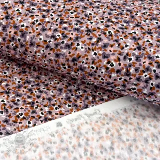 Geruwde sweaterstof SOFT Small flowers lilac