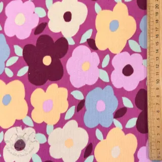 Geruwde sweaterstof JOGGING Flowers fuchsia