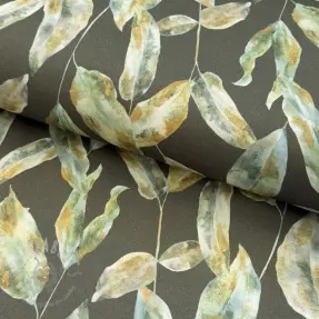 Decoratiestof Leaves army green digital print