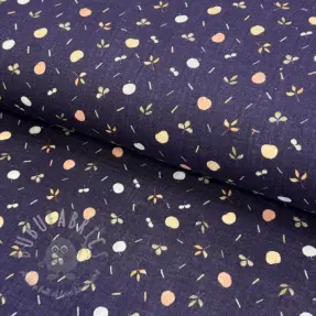 Dubbelgaas/mousseline Fruit navy digital print ORGANIC