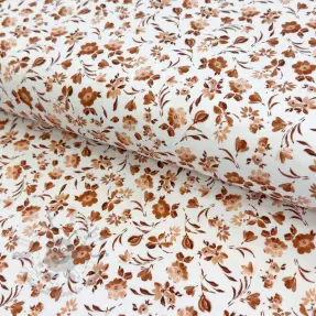 Tricot Romantic flowers white mauve digital print