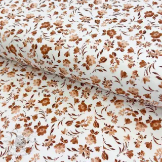 Tricot Romantic flowers white mauve digital print