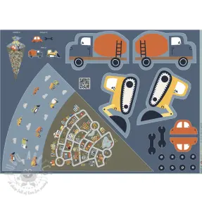 Katoenen stof Cars PANEL digital print