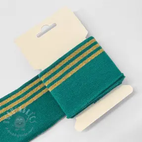 Boordstof CUFF LUREX 7 cm teal/gold