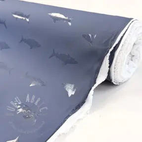 Stof voor regenjas Shark navy