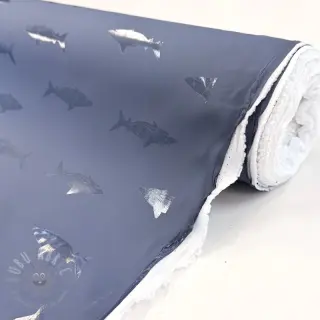 Stof voor regenjas Shark navy