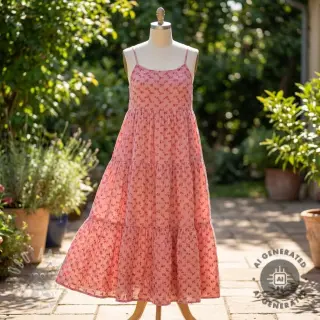 Dubbelgaas/mousseline EMBROIDERY Tossed flowers blush