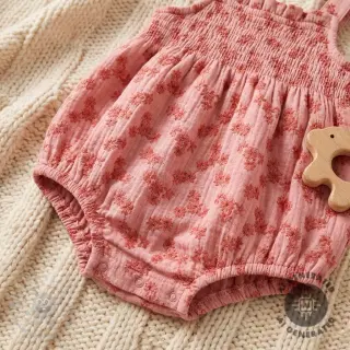 Dubbelgaas/mousseline EMBROIDERY Tossed flowers blush
