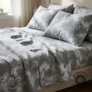 Dubbelgaas/mousseline TIE DYE rock grey