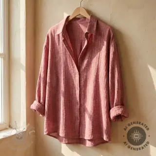 Dubbelgaas/mousseline STONE WASHED light rose