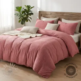 Dubbelgaas/mousseline STONE WASHED light rose