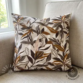 Decoratiestof Leaves taupe