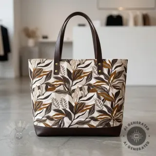 Decoratiestof Leaves taupe