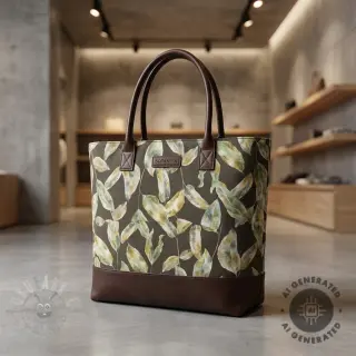 Decoratiestof Leaves army green digital print