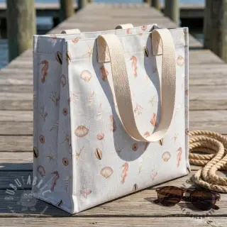 Decoratiestof Shells linen ecru digital print