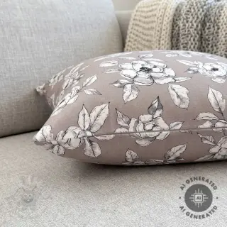 Decoratiestof Flowers taupe digital print