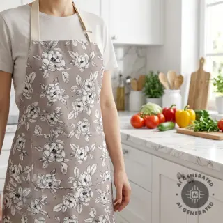 Decoratiestof Flowers taupe digital print