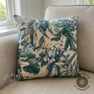 Decoratiestof Banana leaves linen digital print
