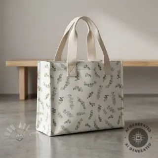 Decoratiestof Eucalyptus white green digital print