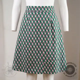 Stof voor kostuum KNITTED JACQUARD Graphic green