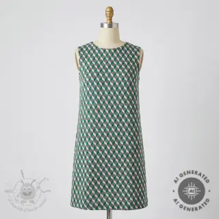 Stof voor kostuum KNITTED JACQUARD Graphic green